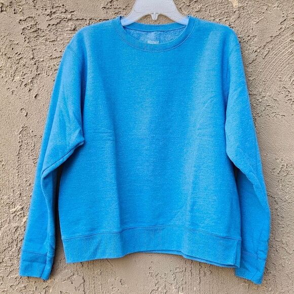 Hanes Soft Sweats Heathered Sky Blue Long Sleeve Crew Neck Sweatshirt Size XL - Picture 1 of 9